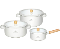 Garnek GERLACH Komplet garnków Natur Enamel - 6 elementów - Biały